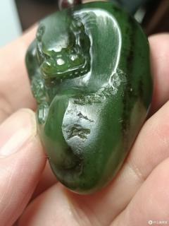 和田玉碧玉独籽料,雕回道貔貅